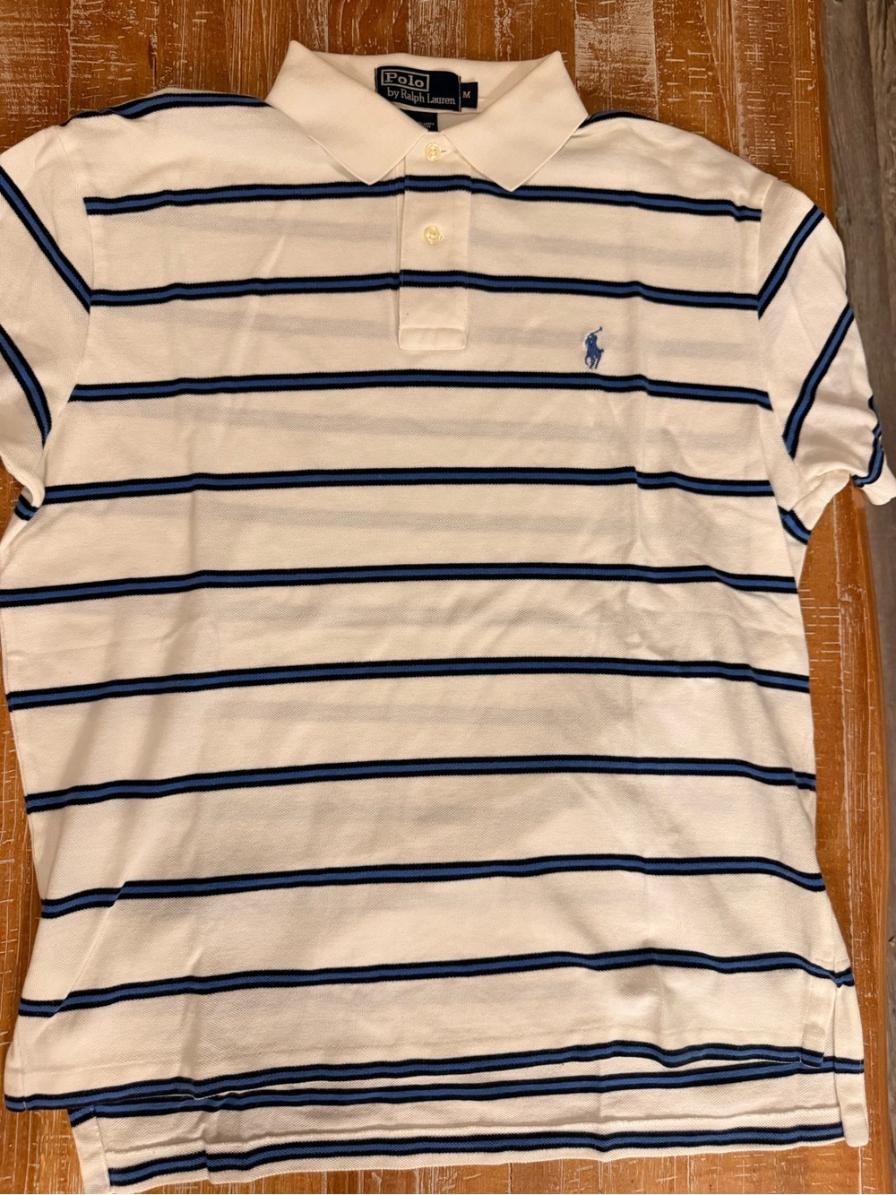 Polo by Ralph Lauren White and Navy Striped Polo Shirt Size M like new!!!
